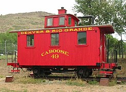 Une cambuse cupola « bobber » à 2 essieux au Colorado Railroad Museum, Golden, Colorado.