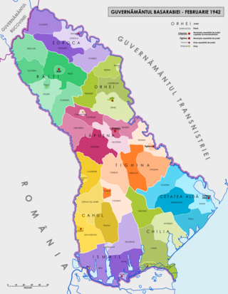 <span class="mw-page-title-main">Bessarabia Governorate (Romania)</span> Romanian autonomous province existent during World War II