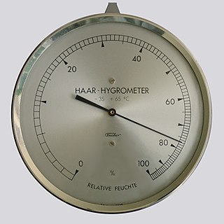 <span class="mw-page-title-main">Hygrometer</span> Instrument for measuring humidity