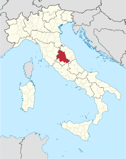 Map with the province of Perugia in Italy