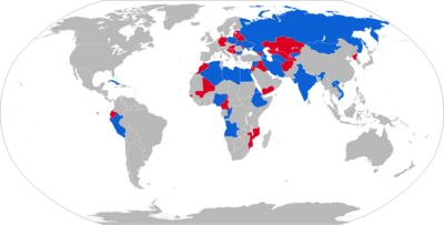 Map of ZSU-23-4 operators in blue with former operators in red ZSU-23-4 operators.png