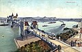 Pohlednice z roku 1915 s tramvají a Rheinbrücke