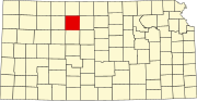 Map of Kansas highlighting Rooks County