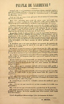 Texte sur une affiche intitulée Peuple de Narbonne !