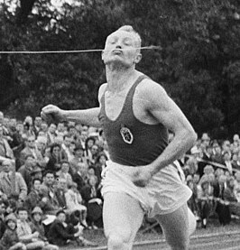 Romain Poté op de 100 m tijdens de interland België-Nederland-Zwitserland in Luik in 1960.