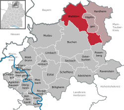 Elhelyezkedése Baden-Württemberg térképén