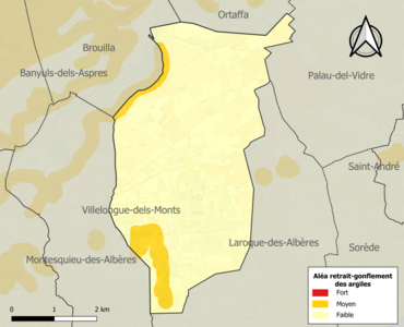 Carte des zones d'aléa retrait-gonflement des argiles.