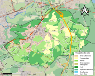 Carte en couleurs présentant l'occupation des sols.