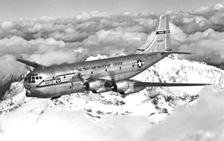 <span class="mw-page-title-main">Boeing C-97 Stratofreighter</span> Long-range heavy military cargo aircraft built 1944-1952