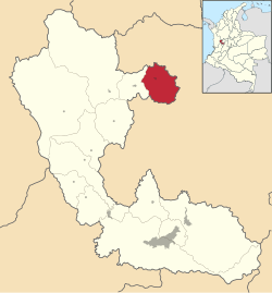 Location of Quinchía in the department of Risaralda.