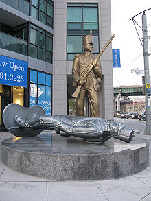 Monument to the War of 1812, 2008, located at the intersection of Fleet and Bathurst Street in Toronto Couplandart.jpg