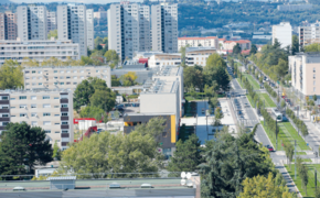 Le plateau des Minguettes et la ligne de Tramway T4.