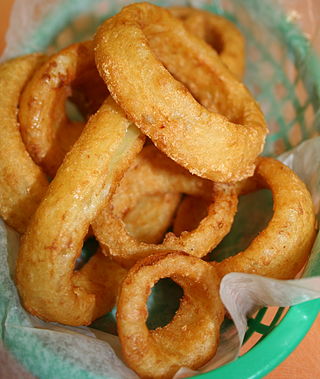 <span class="mw-page-title-main">Onion ring</span> Deep-fried battered onion slices