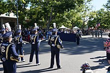 Picnic Day Parade. Honor Guard and UC Davis marching band. UCDPicnicDay2016.jpg