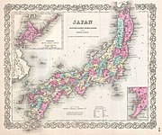 Map of Japan at the end of the Edo period published in the United States in 1855.