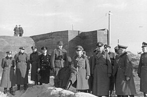 Rommel and his staff inspecting the Raversijde section of the Wall.