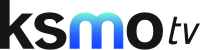 The letters K S M O in a contemporary sans serif in lowercase, next to the thinner italicized letters T V in lowercase. All are in black except for the M, which has a blue gradient.