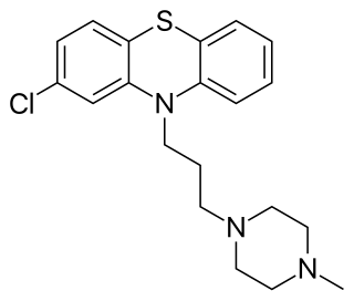 <span class="mw-page-title-main">Prochlorperazine</span> Medication for nausea, psychosis, and anxiety