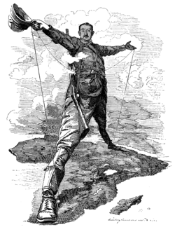 Rhodes planned to link the Cape to Cairo Punch Rhodes Colossus.png