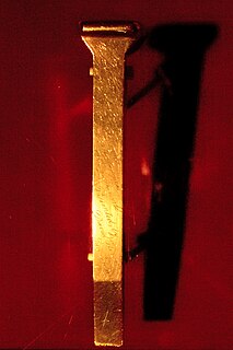 <span class="mw-page-title-main">Golden spike</span> Ceremonial 17.6-karat gold final spike driven in the US First Transcontinental Railroad