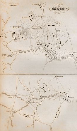 Mapa de la batalla de Brandywine, 11 de setembre de 1777. Gravat de 1830