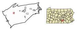 Location of Newville in Cumberland County, Pennsylvania.