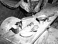 At home in the field. Evening meal to be prepared from rations- canned pork loaf, crackers, lemonade, and dried peaches