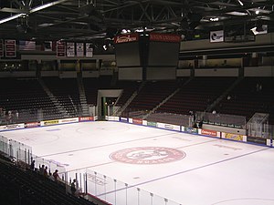 Inside of Agganis Arena after a BU Hockey Game