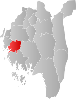 Mapa do condado de Østfold com Råde em destaque.