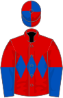 Red, royal blue triple diamond, halved sleeves, quartered cap