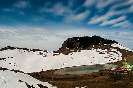 Prashar Lake 49 km north of Mandi, Himachal Pradesh, India © Tandon.arnav21