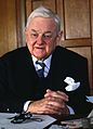 Quintin Hogg, Baron Hailsham of St Marylebone in 1990 (Foto: Allan Warren) geboren op 9 oktober 1907