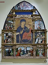 Reredos of the Virgen de Pópolo (c. 1533), polychrome wood, donated by Pedro Imperial, canon of the cathedral.