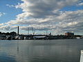 Rozelle Bay with White Bay Power Station and the Glebe Island grain silos in the background