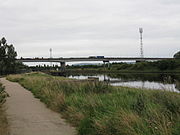 Tees Viaduct from the north bank looking downriver