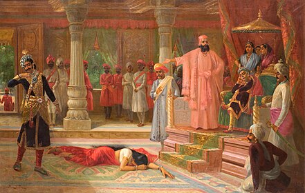 Draupadi being humiliated in the court of Virata