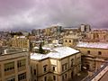 City center covered by snow