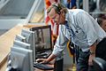 Michael Leinbach monitors the launch countdown from Firing Room Four of the Launch Control Center at the KSC.