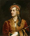 バイロン卿（1788 - 1824）。アルバニアの民族衣装をまとっている