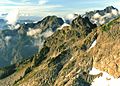 Mt. Bullen centered at top, Whitehorse Mountain in upper right corner. Slopes of Three Fingers in foreground.