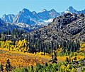 Clyde Spires far left, Picture Peak (left), Mt. Wallace's summit centered (behind ridge), Mt. Haeckel in upper right.