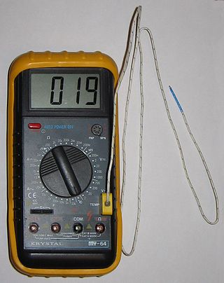 <span class="mw-page-title-main">Thermocouple</span> Electrical device for measuring temperature