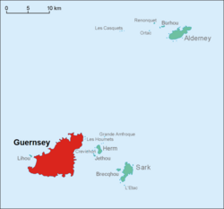 Map of Guernsey within the Bailiwick