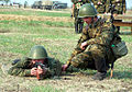 Russian infantrymen practice with AK-74 rifles