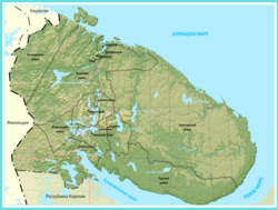 Mapa Murmanské oblasti