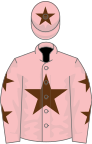 PINK, brown star, brown stars on sleeves, brown star on cap