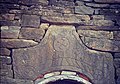 Swastika on the medieval tower arche in Khimoy, Chechnya