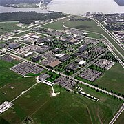 Aerial view of the complex from 2.000 feet, c 1989