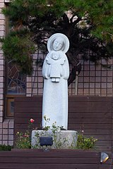 Mary and Jesus, outside the Jongno Catholic Church in Seoul, South Korea.