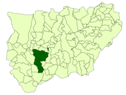 El municipio de Jaén sobre el mapa provincial.